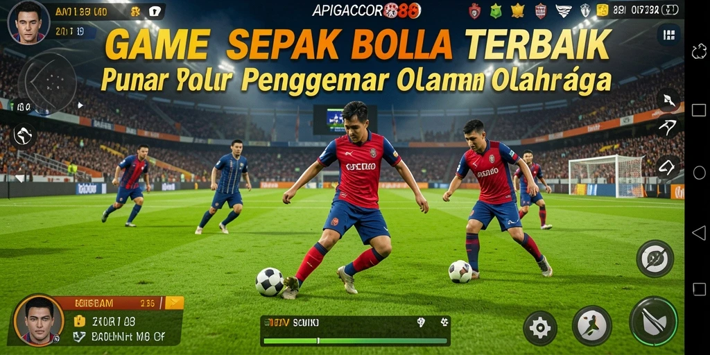Screenshot utama APIGACOR88 menunjukkan aksi seru dalam sepak bola.