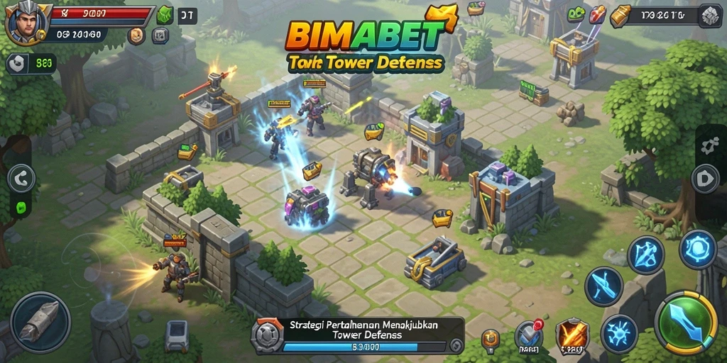 Tampilan gameplay seru dari BIMABET dalam Tower Defense.