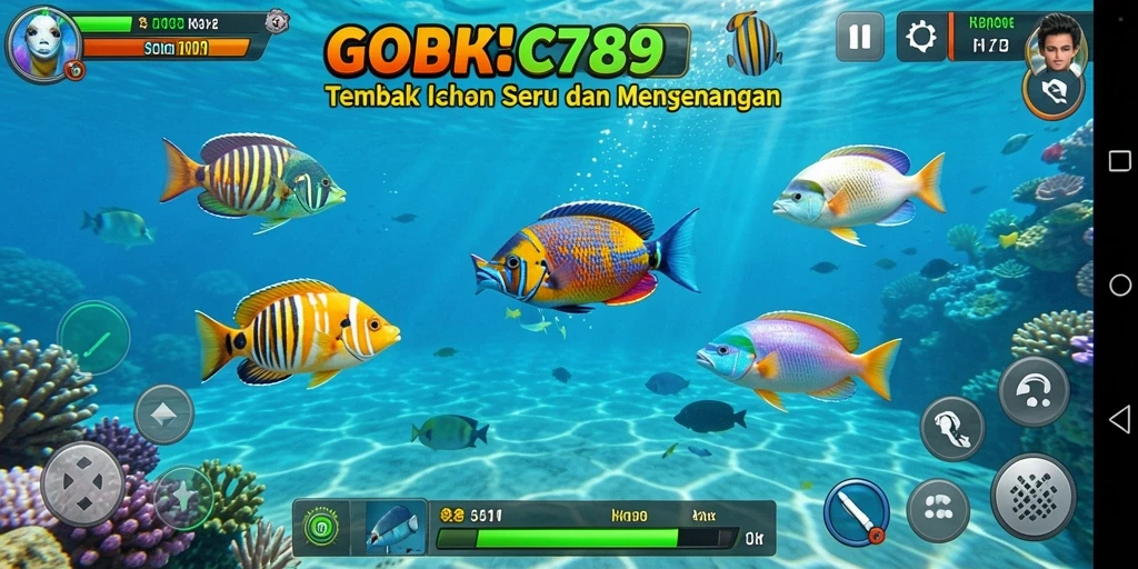 Tampilan gameplay seru dari C789 yang menembak ikan.