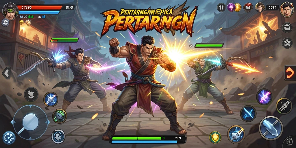 Screenshot gameplay C7890 menampilkan pertarungan seru dengan grafis tajam.