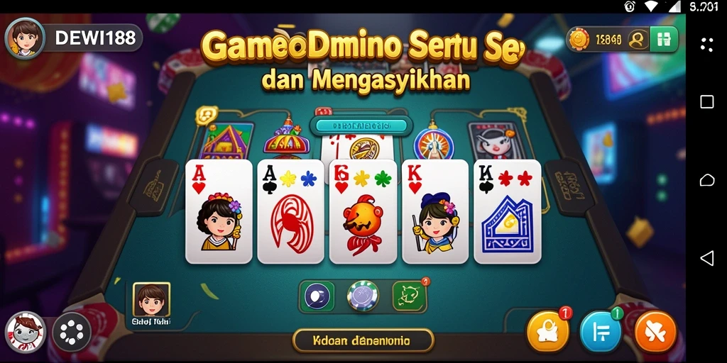 Screenshot DEWI188 menampilkan gameplay domino yang seru.