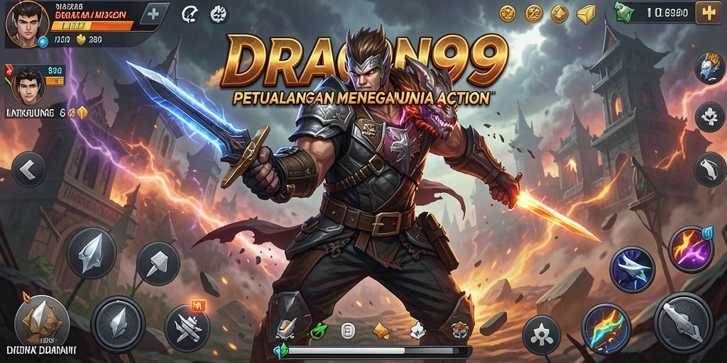 Tampilan menarik dari gameplay aksion di DRAGON99.