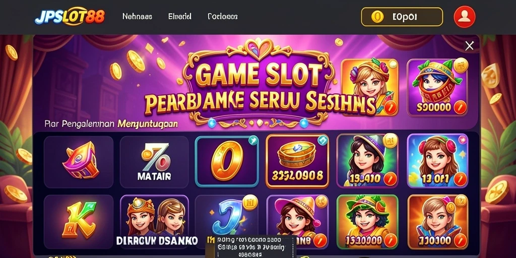 Tampilan gameplay menarik dalam JPSLOT88 dengan desain slot yang berwarna-warni.