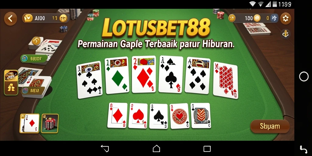 Screenshot LOTUSBET88 yang memperlihatkan gameplay Gaple yang seru.