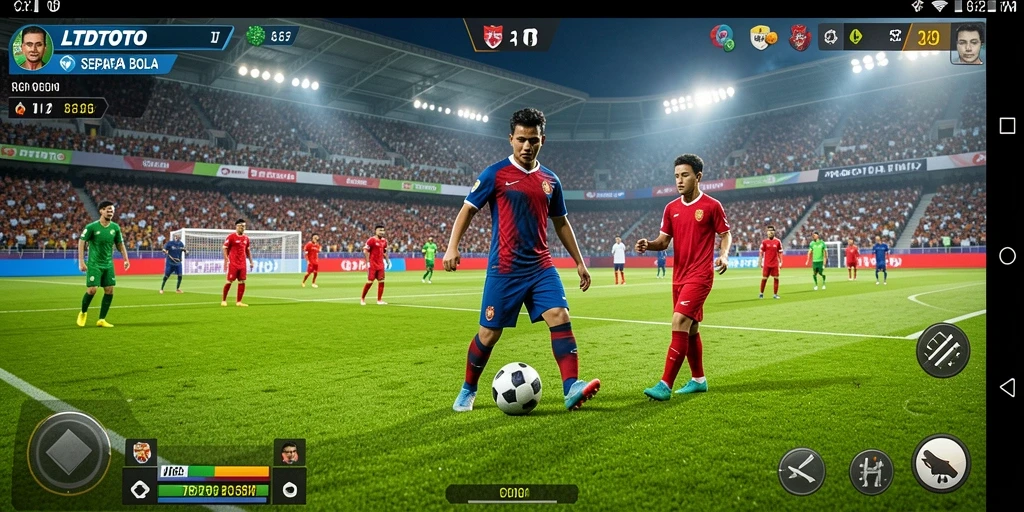 Screenshot gameplay LTDTOTO yang menampilkan aksi seru di lapangan sepak bola.