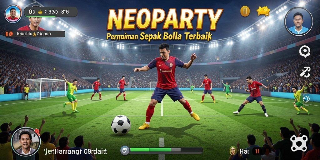 Tampilan gameplay NEOPARTY yang menegangkan dengan aksi sepak bola nyata.