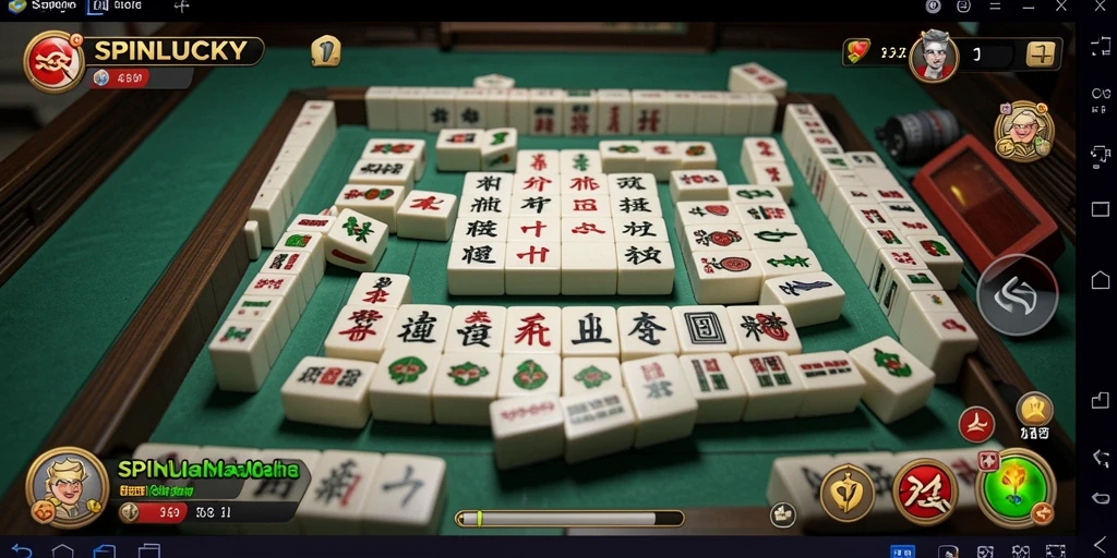 Tampilan gameplay SPINLUCKY yang menarik dalam permainan Mahjong.