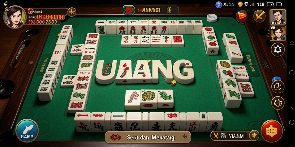 Tampilan gameplay UANG menampilkan keseruan bermain Mahjong yang mendebarkan.