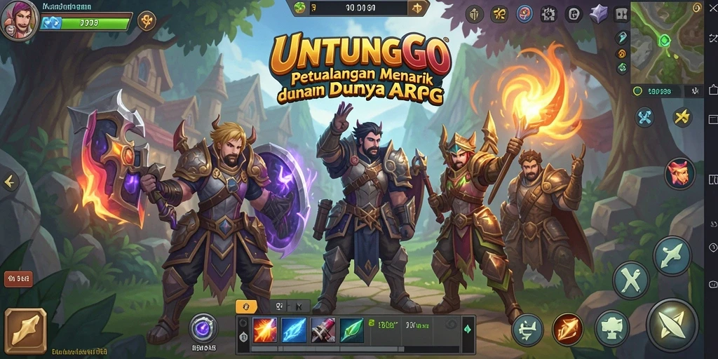 Screenshot utama UNTUNGGO menampilkan aksi pertarungan seru ARPG.